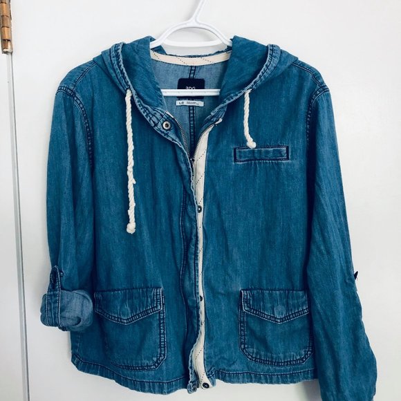 Denim Zip Up Hoody - Picture 1 of 4